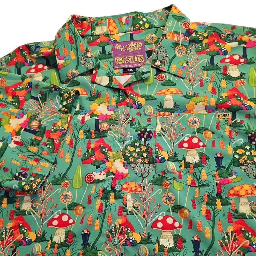 RSVLTS - Pure Imagination Willy Wonka Chocolate Factory Womens 3XL Camp Shirt